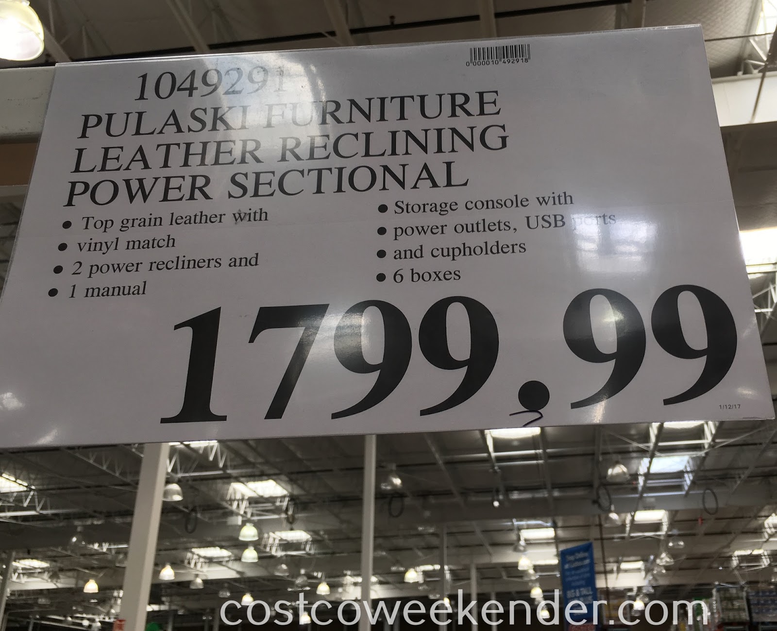 Pulaski Furniture Leather Reclining Power Sectional