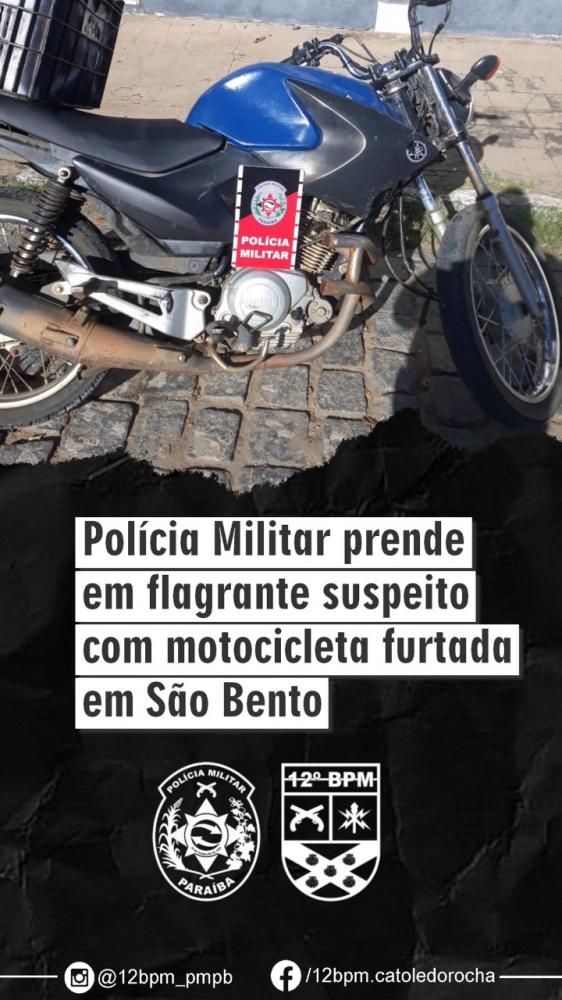 Polícia Militar prende homem com motocicleta furtada na cidade de São Bento