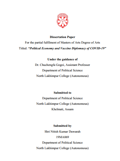 MA Dissertation Paper: Political Economy and Vaccine Diplomacy of COVID-19