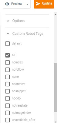 setting custom header tags in blogger article to all