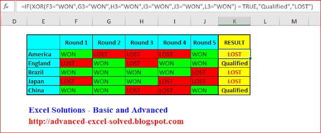 XOR Function in Microsoft Excel