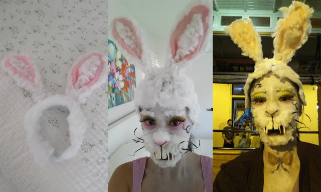 halloween diy rabbit makeup, furry rabbit hair band