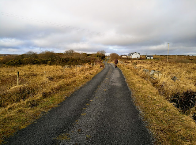 road in Connemara Ireland, house in distance