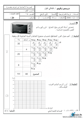 فرض تأليفي 1 تربية تكنولوجية سنة 9 الثلاثي الأول, تربية تكنولوجية  pdf  سنة 9, امتحان تربية تقنية سنة تاسعة, دفوارتكنيك سنة ثامنة, devoir  9 technique