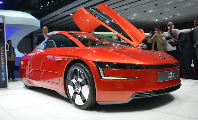 Red VW XL1 at Geneva 2013