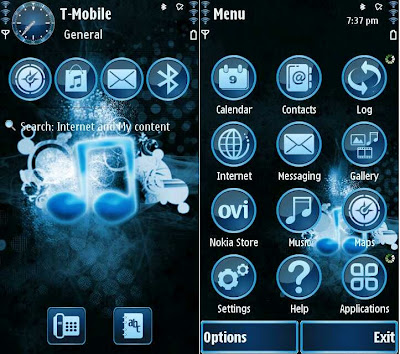 Theme Blue Music Notes by Rosy90 for Nokia 5800 and X6