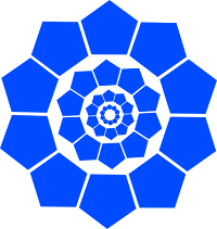 Flower shape created by blue pentagons