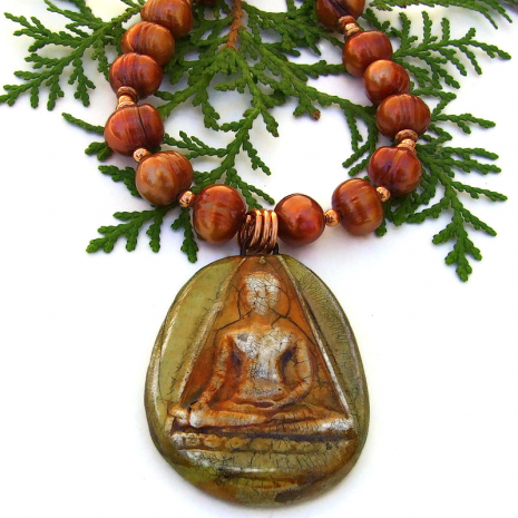 meditating buddha pendant necklace gift for her