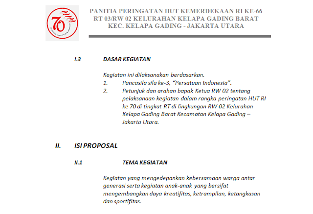 Download Contoh Proposal Kegiatan HUT RI ke 70 tahun 2015 