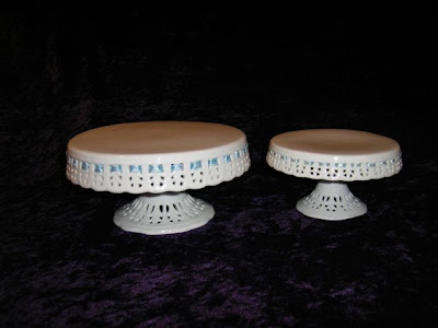 Glass Wedding Cake Stands on Beautiful Blue And Pink Glass Cake Stands From Look In The Attic