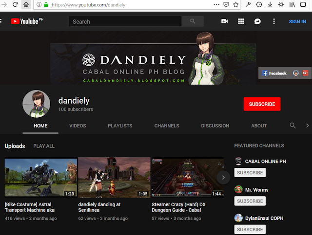 dandiely's Custom YouTube Channel Achieved!