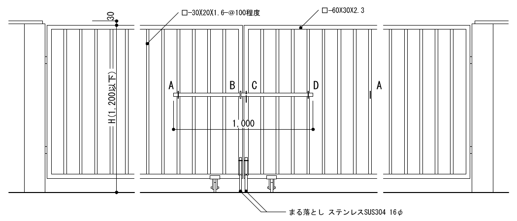 9-31-1　両開き戸　立面