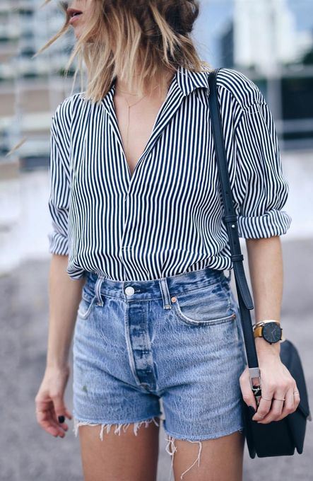 casual style obsession / shirt + bag + denim shorts