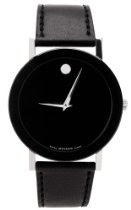 Movado Men's Sapphire Black Genuine Leather Strap Watch #0605783