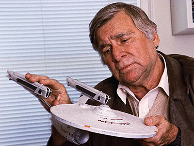 Gene Roddenberry with Model of Starship Enterprise --- Image by © Douglas Kirkland/CORBIS