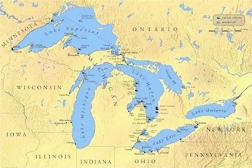 五大湖の地図