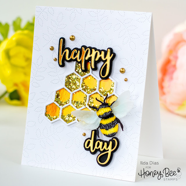 Happy Bee Day Card, Honey Bee Stamps, Birthday, Hive, Honeycomb, Card Making, Stamping, Die Cutting, handmade card, ilovedoingallthingscrafty,  how to,  Pun, bee, Copic Coloring