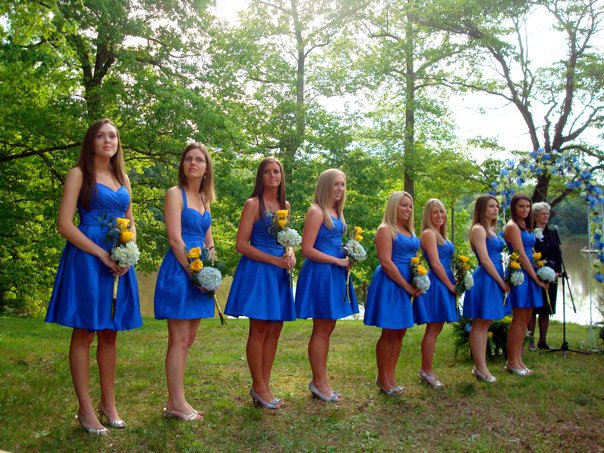 blue and yellow centerpieces for weddings