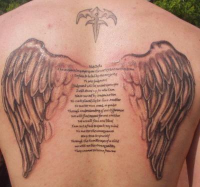 angel wing tattoos on back