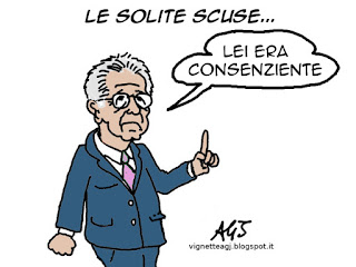 monti, abusi, scuse, satira, vignetta