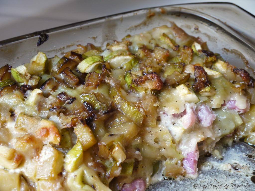 Voir la recette du gratin de ravioles aux courgettes et lardons