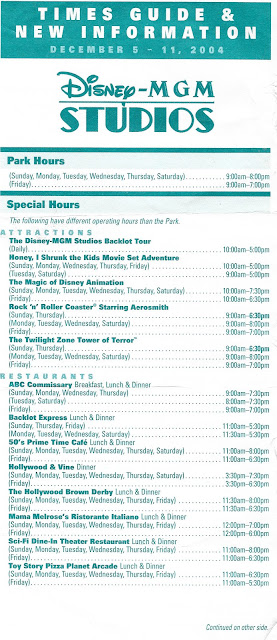 Times Guide Disney MGM Studios December 5-11 2004