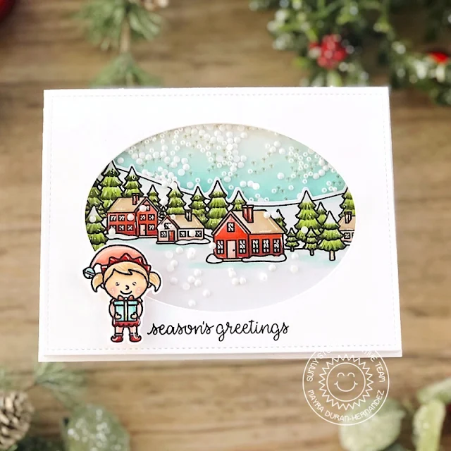 Sunny Studio Stamps: Winter Scenes North Pole Inside Greetings Winter Holiday Card by Mayra Duran-Hernandez