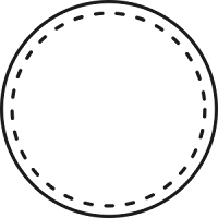 A circle with an inner circle that looks like stitching