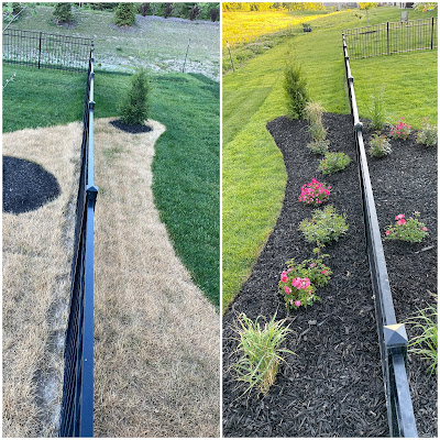 before and after new mulch bed