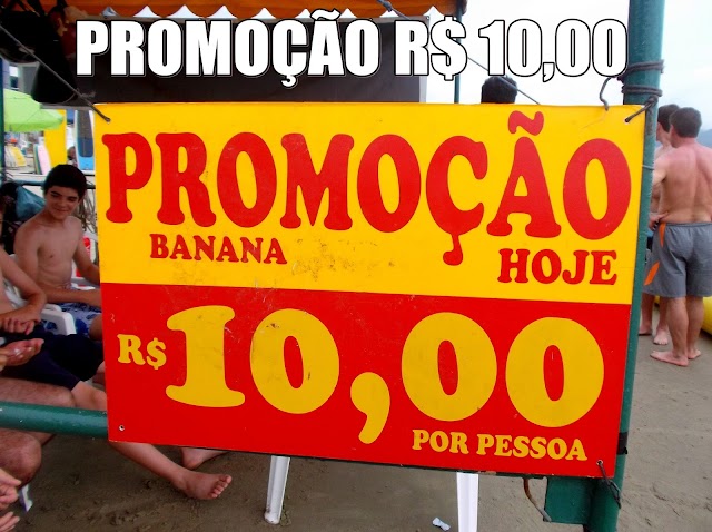 Promoção Dez reais passeio de banana boat