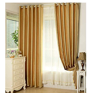 2 Panels Set Semi Blackout Gold Curtains for Living Room Embossed...
