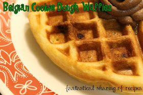 Belgian Cookie Dough Waffles - fluffy, light waffles with cookie dough bits embedded in them. #breakfast #waffles