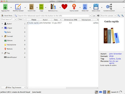 screenshot della schermata principale di Calibri per macOs