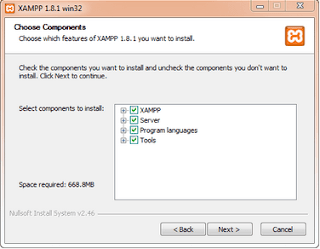 aplikasi Xampp yang mau diinstal