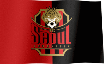 The waving fan flag of FC Seoul with the logo (Animated GIF)