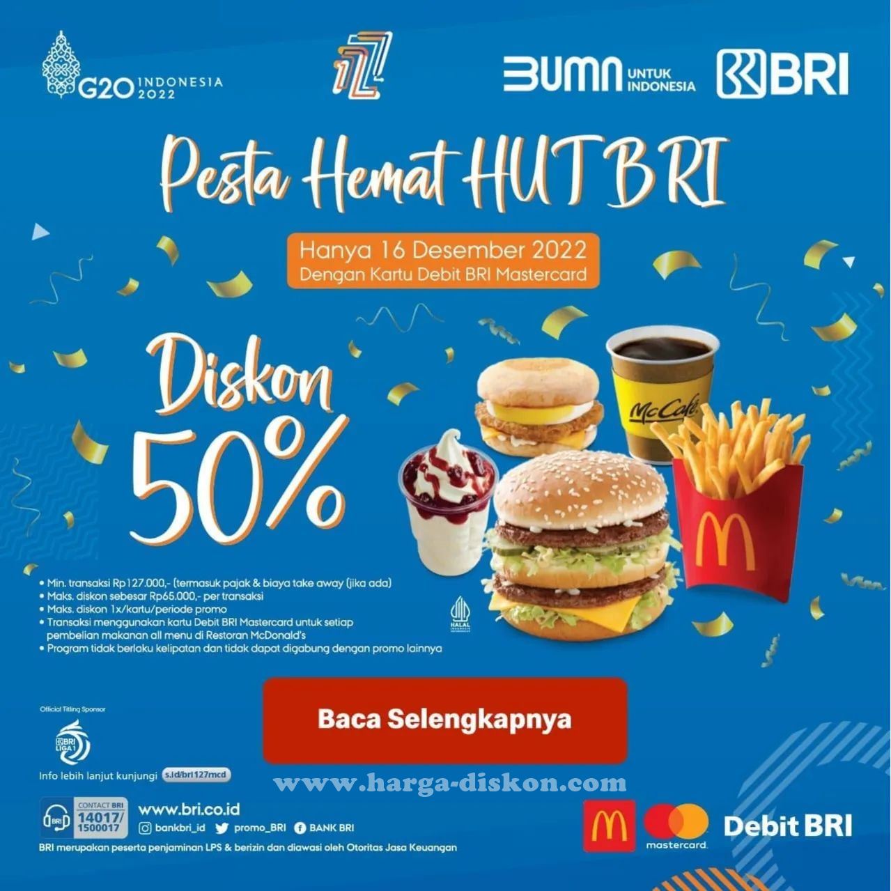 Promo McDonalds Diskon 50% dengan Debit BRI Mastercard Periode 16 Desember 2022