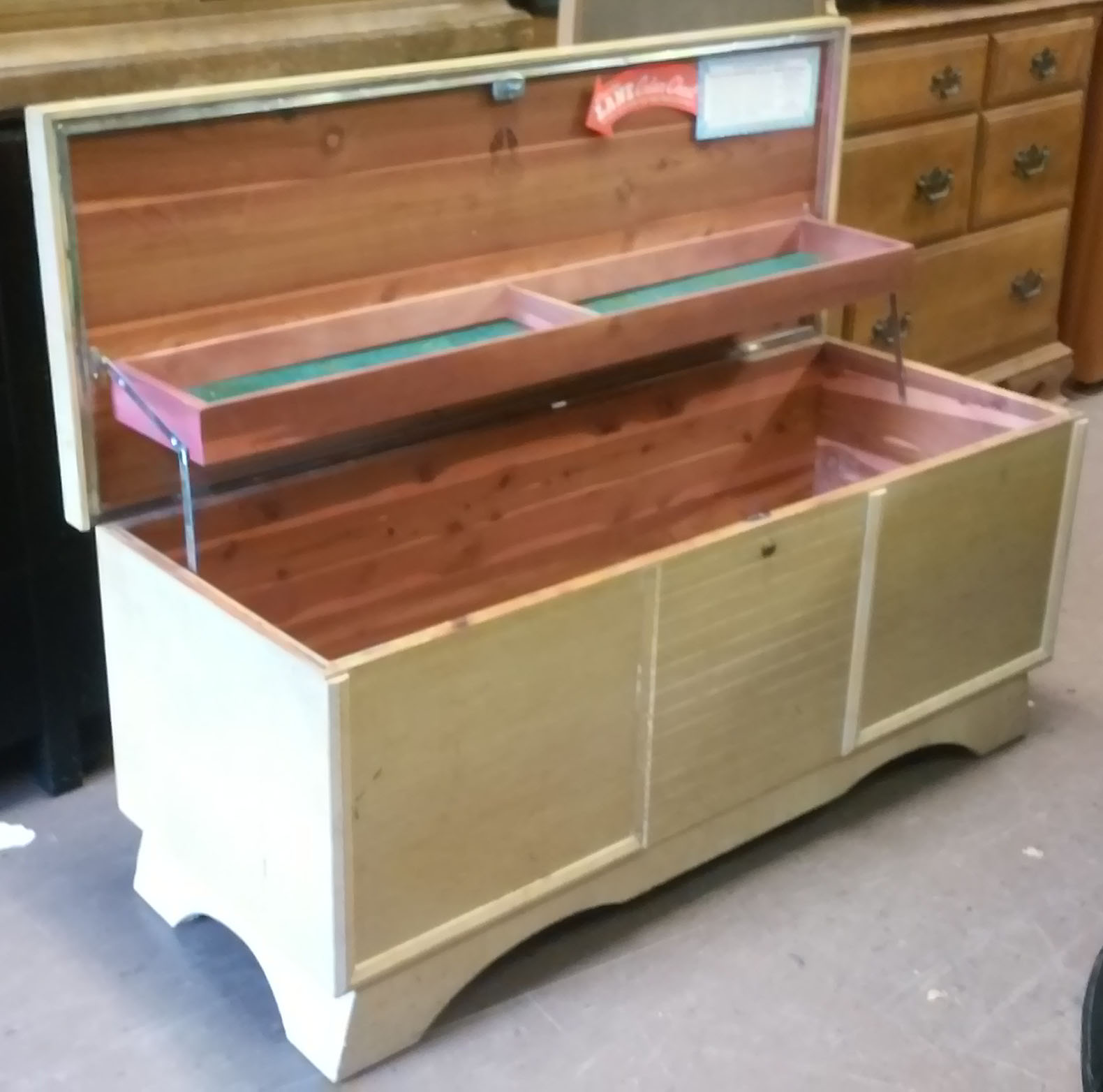 UHURU FURNITURE & COLLECTIBLES: SOLD Limed Mahogany Cedar Chest - 