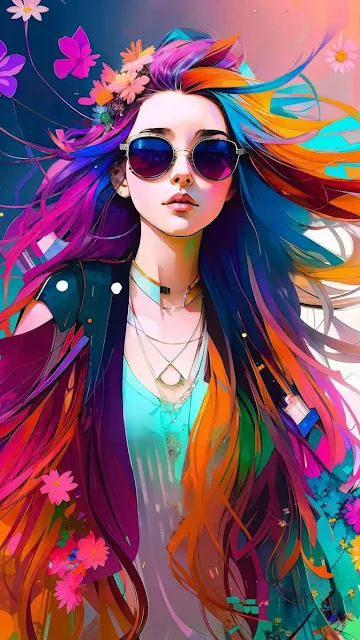 Colorful Girl Portrait At iPhone Wallpaper