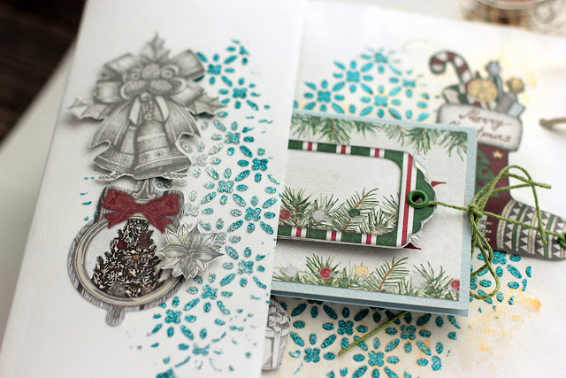 Mixed Media Mini Album by Elena Olinevich using BoBunny Tis The Season Collection