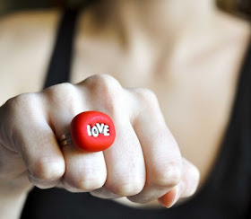 red love polymer clay unique valentine day jewelry ring