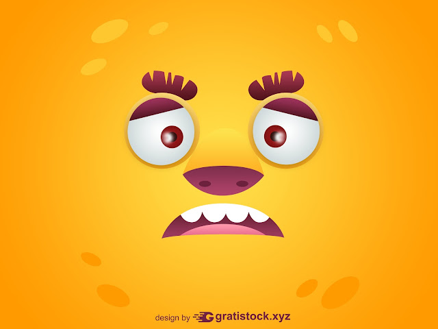 Free Download PSD OF Funny Said Eyes Yellow Cartoon Monsters Card