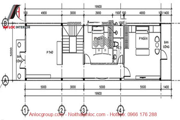 Bản vẽ nhà ống 3 tầng mặt tiền 5m