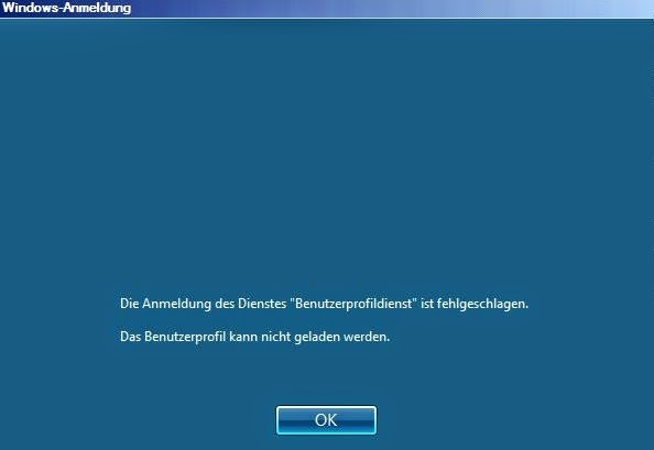 Windows Profil Fehlermeldung Die Anmeldung des Dienstes