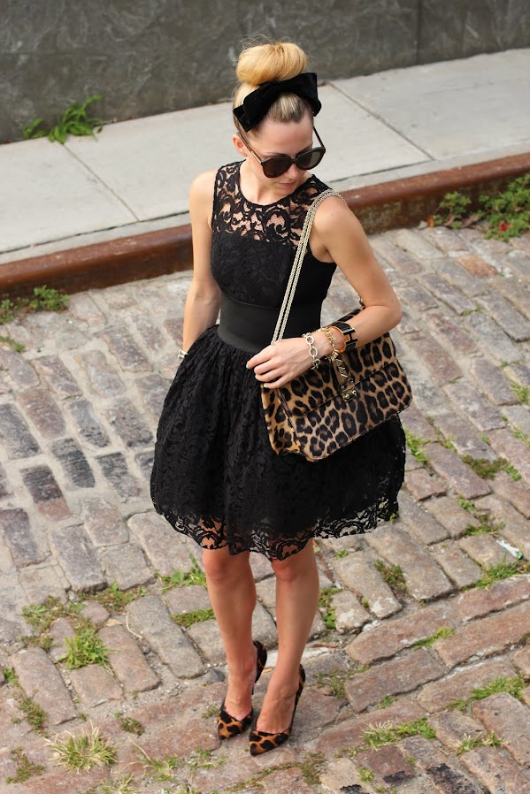 atlantic pacific black lace dress leopard asos bun bow 