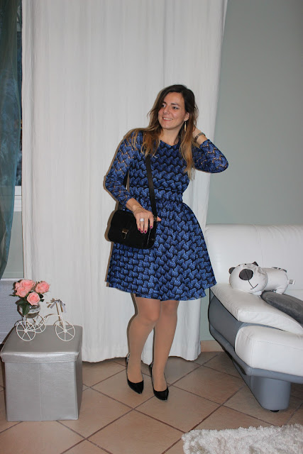 look du jour robe maje bleue royani les petites bulles de ma vie