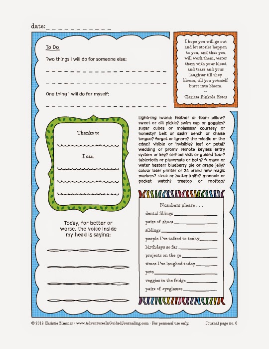 Adventures in Guided Journaling: Printable Guided Journal Pages -- Undated