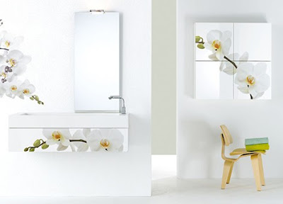 modern,bathroom,furniture,white,flowers,decor