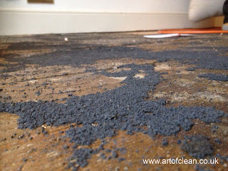 Detail of ancient pine floor before sanding