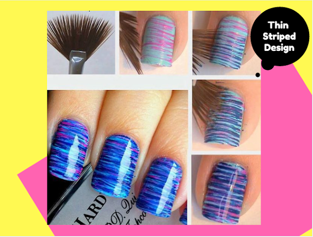 Thin striped nail art designs and painting tutorial at home