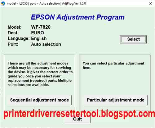 Epson Workforce WF-7820 Resetter Adjustment Program Tool Free Download 2021